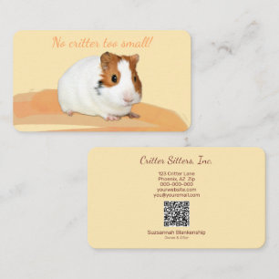 Cute Animal Sitter Guinée Pig QR Code Carte de vis