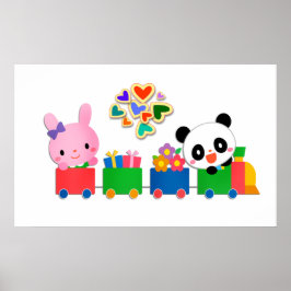 Cute Animal Train Poster