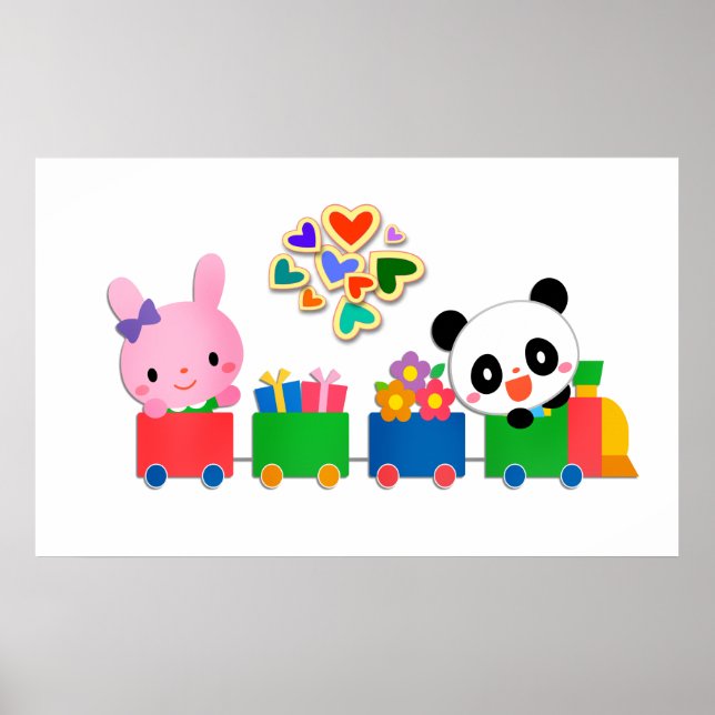 Cute Animal Train Poster (Vorne)