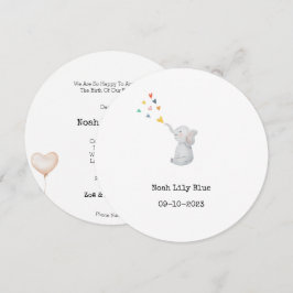 Cute Animal Watercolor Elephant Hearts Card Einladung