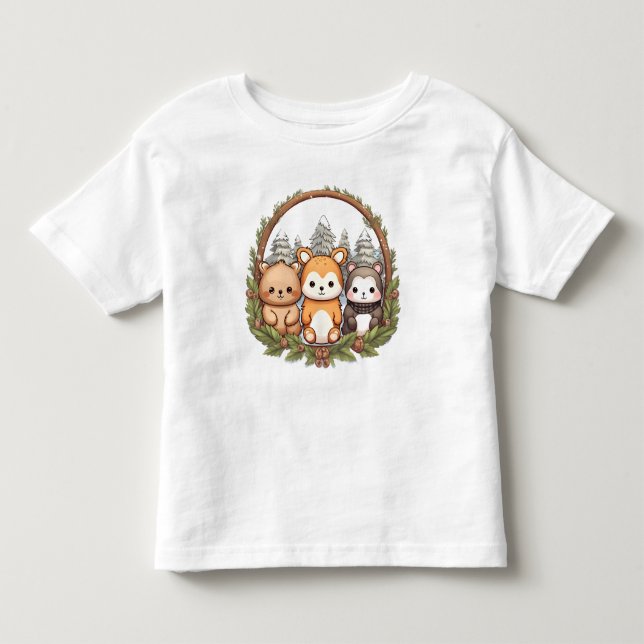 Cute animals celebrating Christmas Kleinkind T-shirt (Vorderseite)