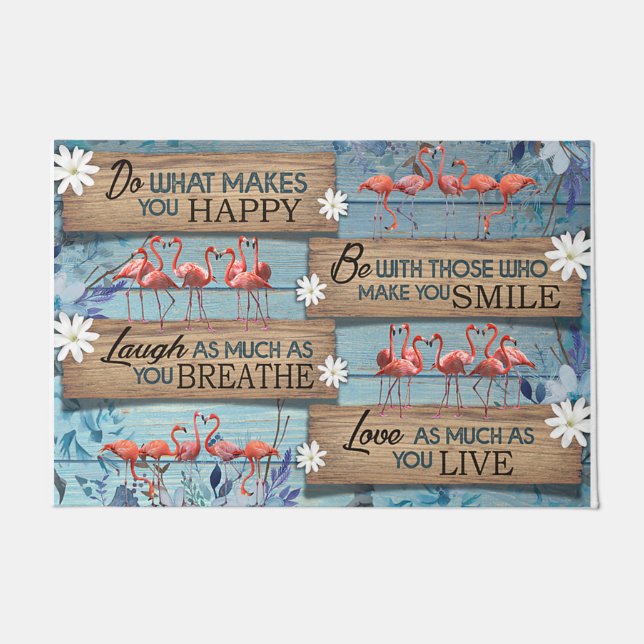 Cute Animals Doormat, Summertime Flamingo  Fußmatte (Vorderseite)