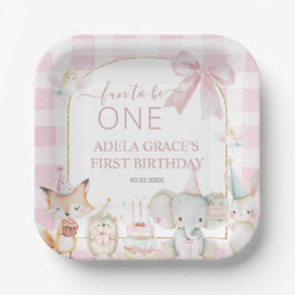 Cute Animals Fun To Be One 1st Birthday Pink Pappteller