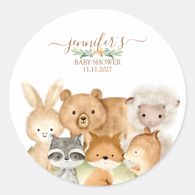 Cute Animals Fur Wild Forest Runder Aufkleber (Vorderseite)