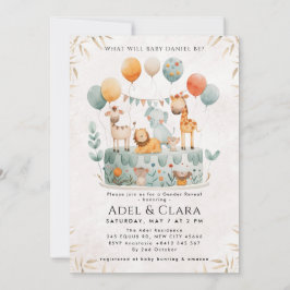 Cute Animals Gender Reveal Invitation Einladung