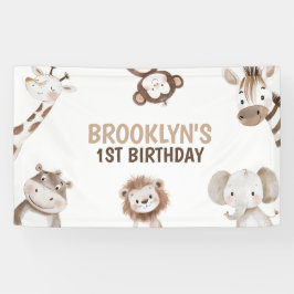Cute Animals Safari Jungle Birthday Party Kids Banner