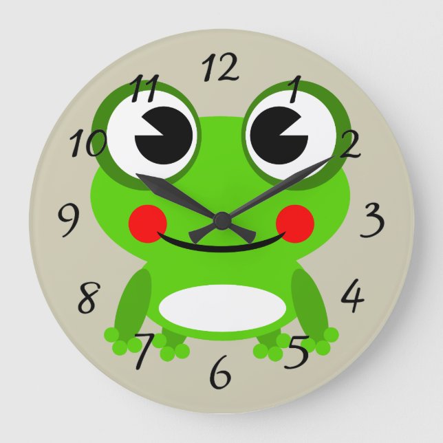 Cute animated frog große wanduhr (Vorderseite)
