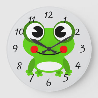 Cute animated frog round clock große wanduhr