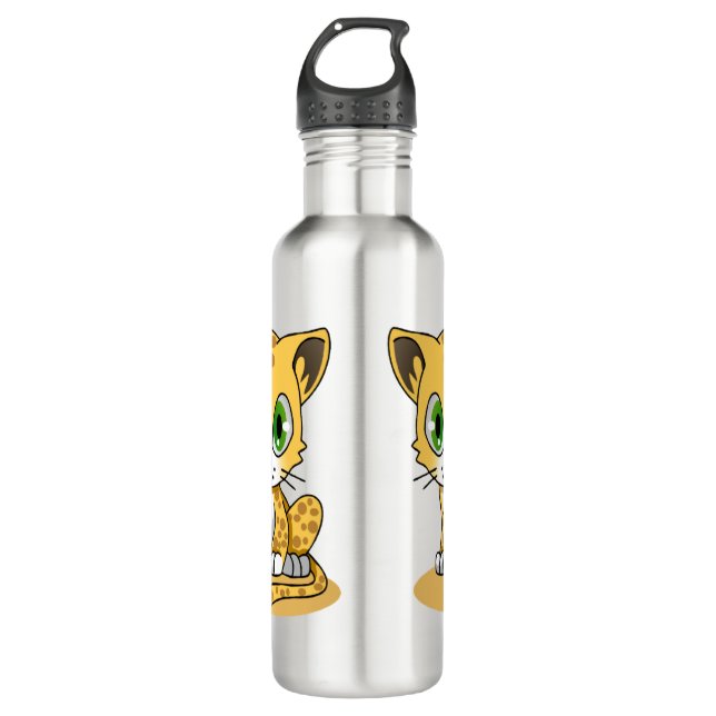 Cute Animated leopard Edelstahlflasche (Vorderseite)
