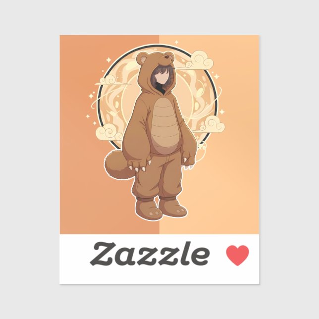 Cute Anime Boy in Bear Aufkleber (Blatt)