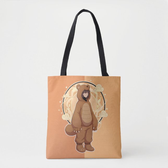 Cute Anime Boy in Bear Tasche (Vorderseite)