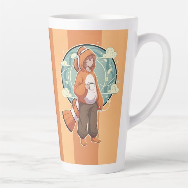 Cute Anime Boy in Clownfish Costume drinking Coffe Milchtasse (Rechts)