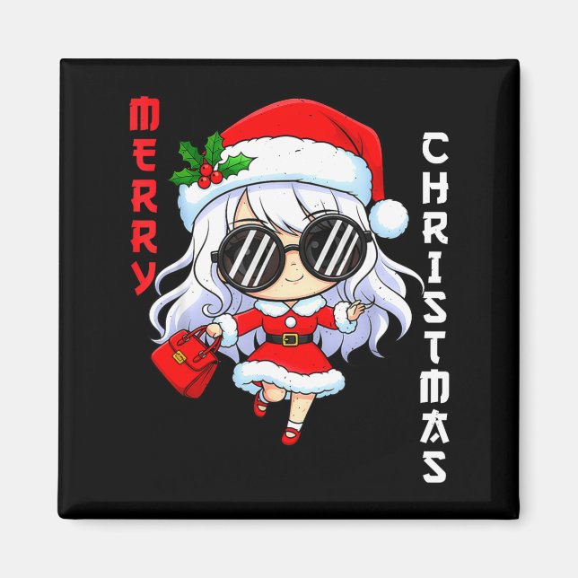 Cute Anime Christmas Pajama Outfit Funny Holiday F Magnet (Vorne)