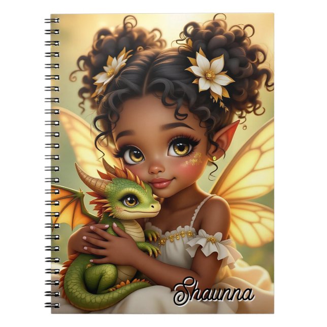 Cute Anime Fairy Girl and Chibi Dragon Notizblock (Vorderseite)