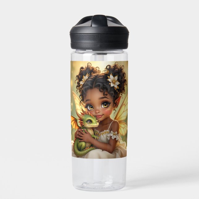 Cute Anime Fairy Girl and Chibi Dragon Trinkflasche (Vorderseite)