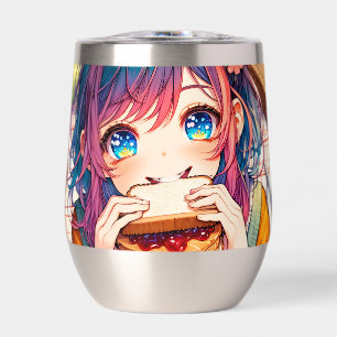 Cute Anime Girl mangeant un beurre d'arachide et g