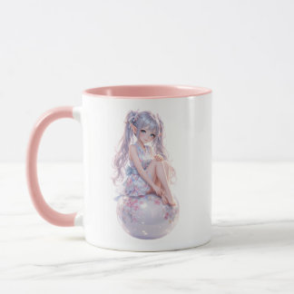Cute Anime Girl Sitting  Tasse