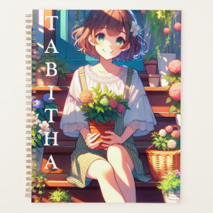 Cute Anime Girl tenant un Plante Personnalisé