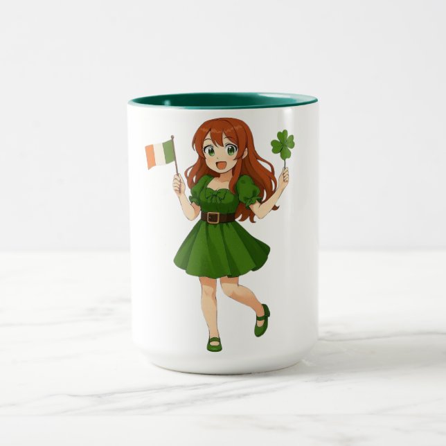 Cute anime redhead Saint Patrick's Day   Tasse (Zentrum)