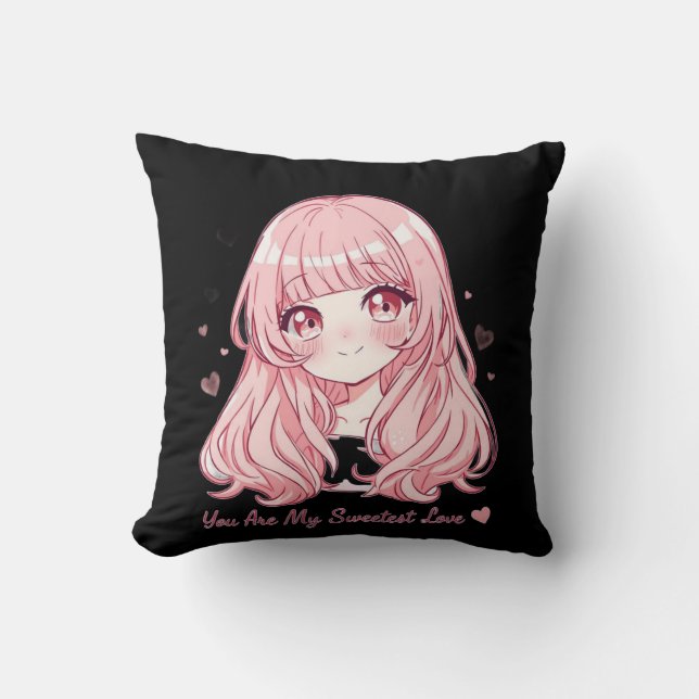 Cute Anime Valentine Sweatshirt Kissen (Vorderseite)