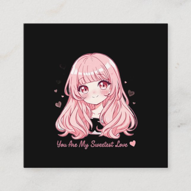 Cute Anime Valentine Sweatshirt Quadratische Visitenkarte (Vorderseite)