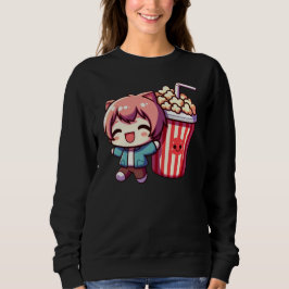 Cute Anime With Popcorn And Straw Sweatshirt