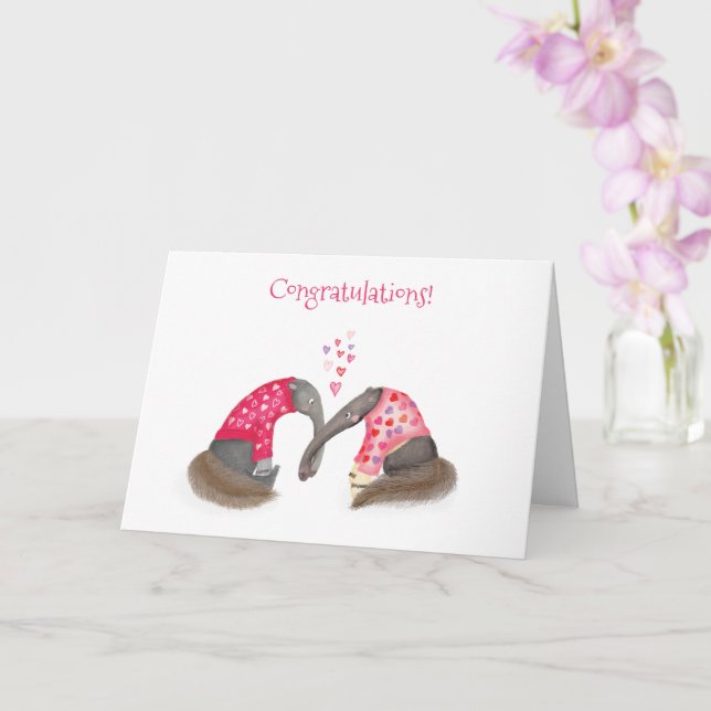 Cute anteaters in love wedding or engagement card karte (Orchidee)