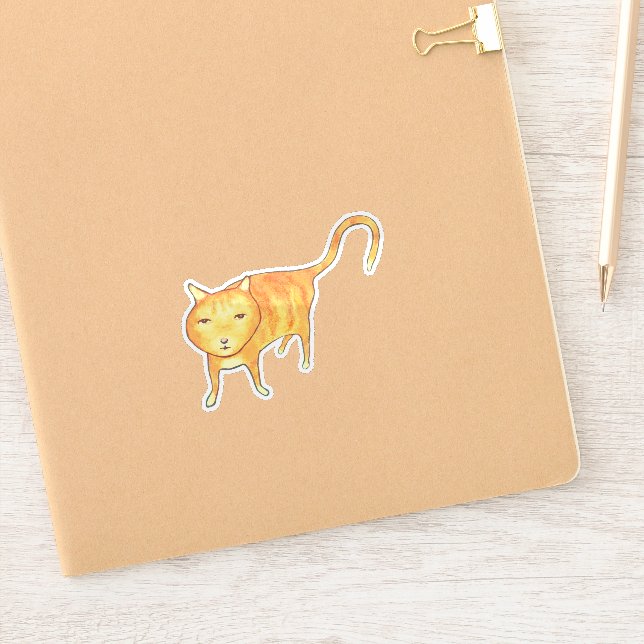 Cute Apathetic Orange Cat Aufkleber (Notizbuch)
