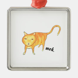 Cute Apathetic Orange Cat Ornament Aus Metall