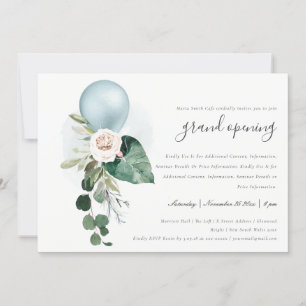 Cute Aqua Blue Balloon Floral Grand Invitation d'o