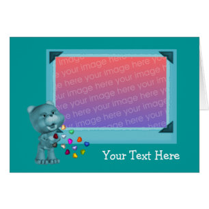 Cute Aqua Ours Et Coeurs Carte photo