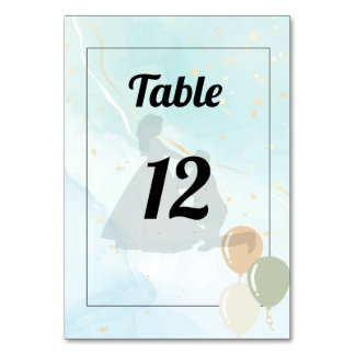 Cute Aquarelle Bleu Mariage Numéro de carte