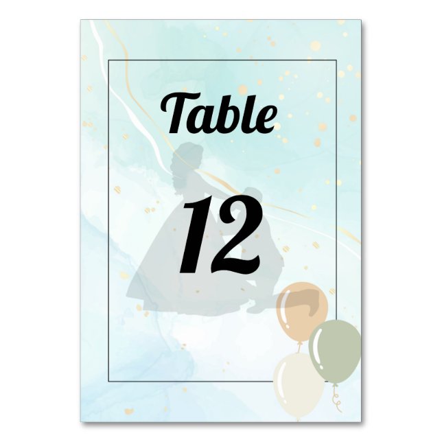 Cute Aquarelle Bleu Mariage Numéro de carte (Par défaut)