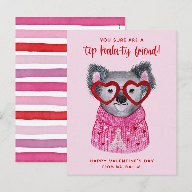 Cute aquarelle Koala Enfants Carte postale Taille  (Devant / Derrière)