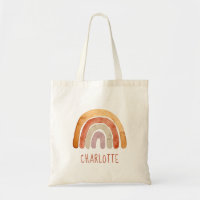 Cute aquarelle Moderne Boho Arc-en-ciel Nom Sac fo