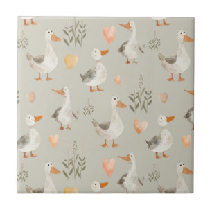 Cute Aquarelle Oie Motif Carreaux en céramique