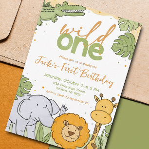 Cute Aquarelle Wild One First Birthday Invitation