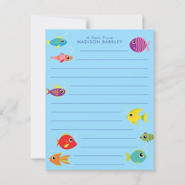 Cute Aquarium Poisson Plat Cartes stationnaires po (Devant)