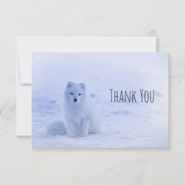 Cute Arctic Fox Snowy hiver Arrière - plan Merci (Devant)