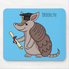 Cute armadillo with graduation cap cartoon mousepad