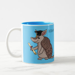 Cute armadillo with graduation cap cartoon zweifarbige tasse