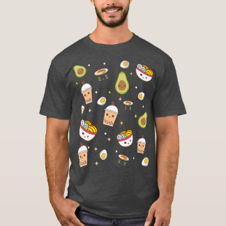 Cute Art For Ramen Noodle Avocado Sushi & Boba Tea T-Shirt