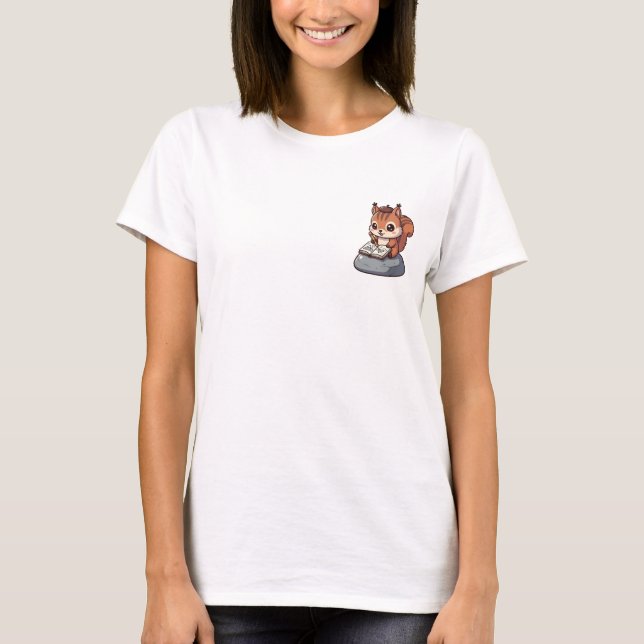 Cute Artist Squirrel Wearing Beret T-Shirt (Vorderseite)