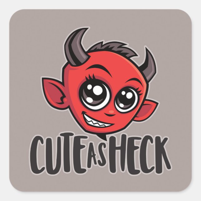 Cute as Heck Devil Quadratischer Aufkleber (Vorderseite)