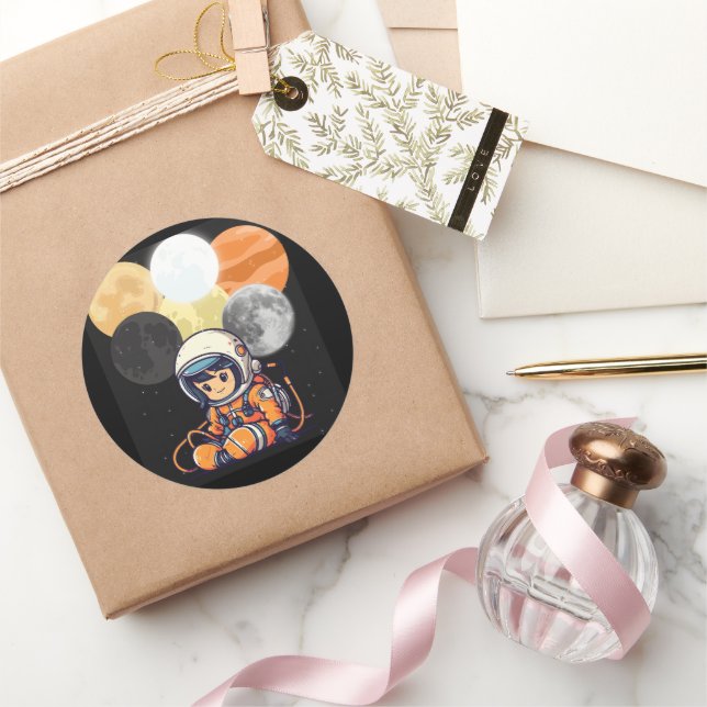 Cute Astronaut and Planets Sticker (Schenken)