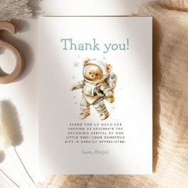 Cute Astronaut Bear Baby Shower Thank You Card Einladung