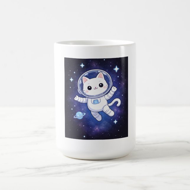 Cute Astronaut Cat in Space Kaffeetasse (Mittel)