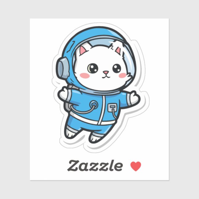Cute Astronaut Cat Kawaii Sticker (Blatt)