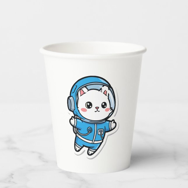 Cute Astronaut Cat Pappbecher (Vorderseite)