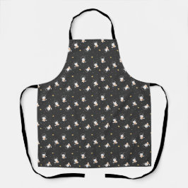 Cute astronaut cat pattern with black background schürze